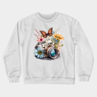 Spring Floral Camera Crewneck Sweatshirt